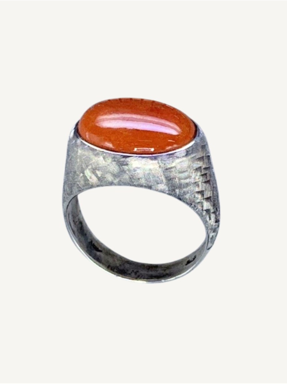 Vintage 925 Sterling Silver Natural Orange Gemstone Ring Size 8 Signed Hong Kong - Picture 5 of 7